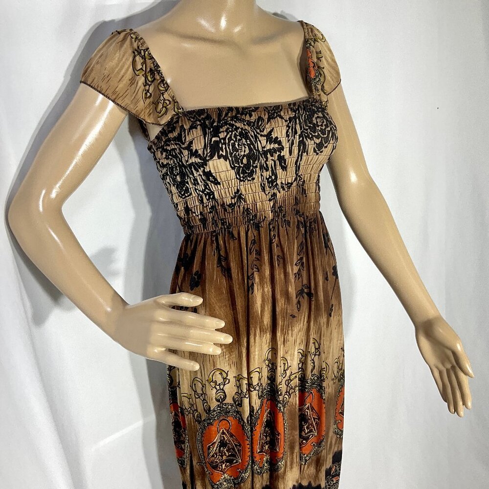 Romantic Sini Size Med Knee Length Shirred Dress Cottagecore Boho